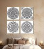 Circular Canvas Art Set Printed Wall Painting Set of 4 Gold Frame