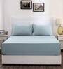 Blue Solid 200 TC Cotton 1 Double King Size Bedsheet with 2 Pillow Covers
