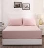 Pink Solid 200 TC Cotton 1 Double King Size Bedsheet with 2 Pillow Covers