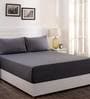 Grey Solid 200 TC Cotton King Sized Bed Sheets with 2 Pillow Covers