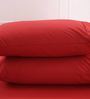 Red Solid 200 TC Cotton 1 Double King Size Bedsheet with 2 Pillow Covers