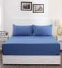Blue Solid 200 TC Cotton 1 Double King Size Bedsheet with 2 Pillow Covers