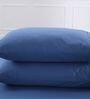Blue Solid 200 TC Cotton 1 Double King Size Bedsheet with 2 Pillow Covers