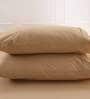 Brown Solid 200 TC Cotton 1 Double King Size Bedsheet with 2 Pillow Covers