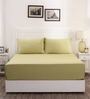 Green Solid 200 TC Cotton 1 Double King Size Bedsheet with 2 Pillow Covers