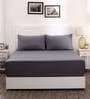 Grey Solid 200 TC Cotton King Sized Bed Sheets with 2 Pillow Covers