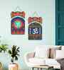 Set of 2  Om & Swastik Wooden Wall Hanging