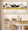 Colorful Golden Mountain Glass Finish Horizontal Wall Art