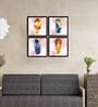 Classical Functional Orange Engineered Wood Framed Art Print Set of 4
