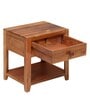 Colson Solid Wood Bedside Table in Teak Finish with Drawer