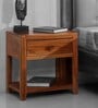 Colson Solid Wood Bedside Table in Teak Finish with Drawer