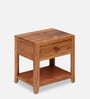 Colson Solid Wood Bedside Table in Teak Finish with Drawer