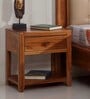 Colson Solid Wood Bedside Table in Teak Finish with Drawer
