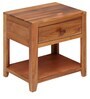 Colson Solid Wood Bedside Table in Teak Finish with Drawer