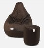 Combo XXL Fabric Bean Bag with Beans in Brown Colour with Foot Stool