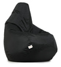 Combo Classic XXL All Weather Outdoor Bean Bag & Round Pouffe with Beans In Black Colour