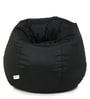 Combo Classic XXL All Weather Outdoor Bean Bag & Round Pouffe with Beans In Black Colour