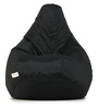 Combo Classic XXL All Weather Outdoor Bean Bag & Round Pouffe with Beans In Black Colour