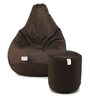 Combo XXL Fabric Bean Bag with Beans in Brown Colour with Foot Stool