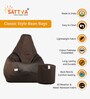 Combo XXL Fabric Bean Bag with Beans in Brown Colour with Foot Stool