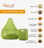 Combo Classic XXXL All Weather Outdoor Bean Bag & Round Pouffe with Beans In Green Colour
