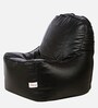 Combo Rester XXXL Leatherette Bean Bag with Beans in Black Colour with Pouffe