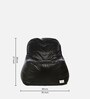 Combo XXXL Leatherette Bean Bag with Beans in Jet Black Colour with Pouffe