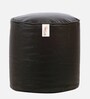 Combo XXXL Leatherette Bean Bag with Beans in Jet Black Colour with Pouffe
