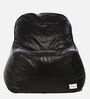 Combo XXXL Leatherette Bean Bag with Beans in Jet Black Colour with Pouffe