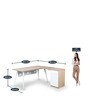 Comet Executive Office Desk with Pedestal in Light Brown Colour