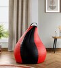 Comfy Leatherette Bean Bag with Beans in Red & Black Colour,