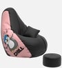 PrintZen  5XL Bean Bag with Beans In Black & Peach with Free Cushion and Footrest