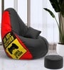 PrintZen  5XL Bean Bag with Beans In Red & Black with Free Cushion and Footrest