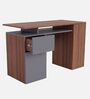 Comino Study Table in Planked Walnut and Grey Finish Comino Study Table in Planked Walnut and Grey Finish