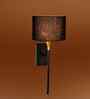 Compact 7" Drum Shade Wall Lamp   Fabric Shade with Metal Mount-Black Cotton