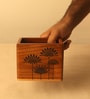 Brown Teak Wood Spoon Holder Cotton Teak with Mandala Art