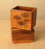 Brown Teak Wood Spoon Holder Cotton Teak with Mandala Art