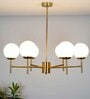 Compernico 5-Lights Brass Finish with Opal Glass Shades Chandelier Light