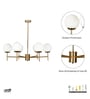 Compernico 5-Lights Brass Finish with Opal Glass Shades Chandelier Light