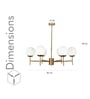 Compernico 5-Lights Brass Finish with Opal Glass Shades Chandelier Light