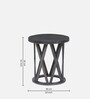 Concrete Cylinder Solid Wood End Table In Grey Colour