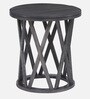 Concrete Cylinder Solid Wood End Table In Grey Colour