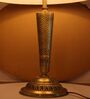Cone Brass Body Table Lamp with Platted Frill Fabric Shade