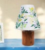 Cone Multicolor Cotton Shade Table Lamp with Wood Base
