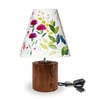Cone Multicolor Cotton Shade Table Lamp with Wood Base