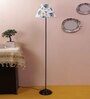 Intricate Multicolour Cotton Fabric Shade Club Floor Lamp With Iron Base