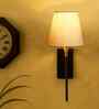 Conical Fabric Shade Wall Lamp with Metal Bracket   Modern Decorative Wall Light-(Off-white)