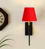 Conical Fabric Wall Sconce | Durable Metal Bracket | Warm Ambient Light-(Red)