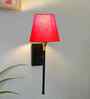 Conical Fabric Wall Sconce | Durable Metal Bracket | Warm Ambient Light-(Red)