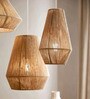 Conical Handmade Bamboo Pendant Hanging Light in Beige Colour